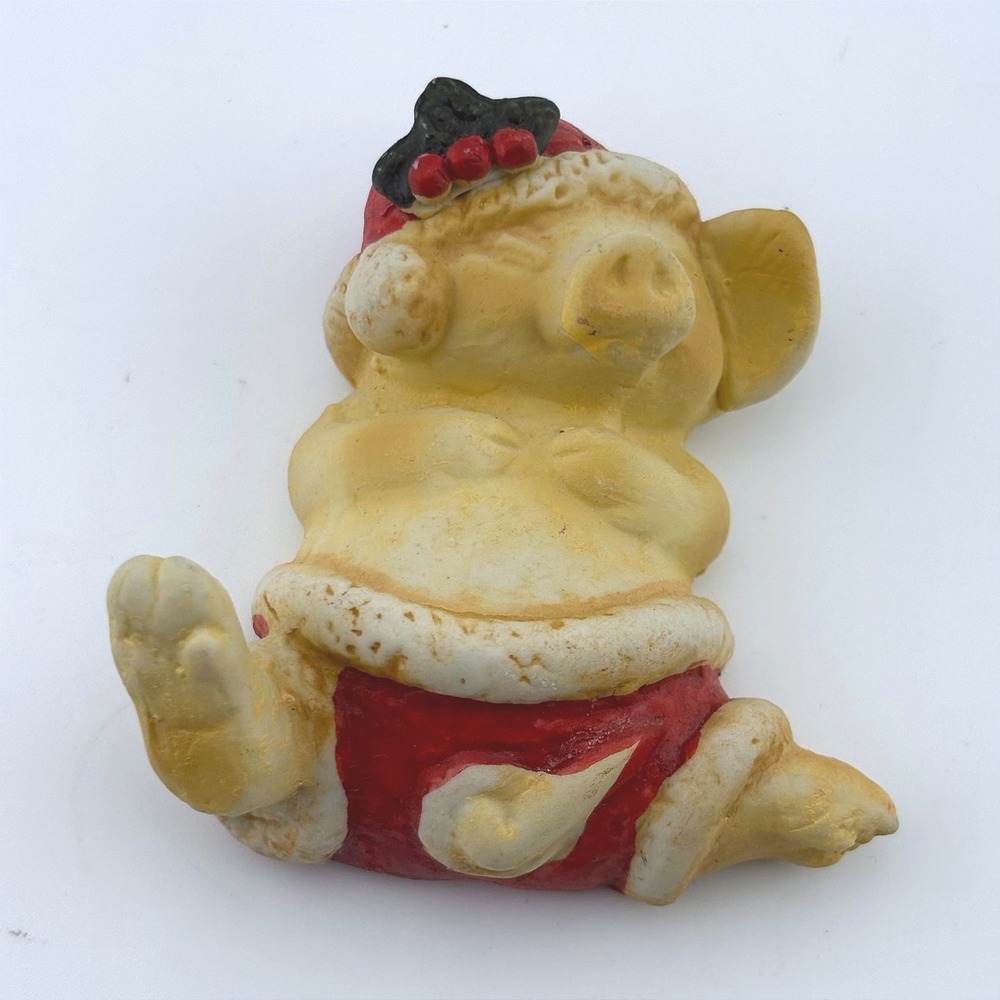 Vintage Nordic Julgris Retro-Style Ceramic Christmas Pig Figurine